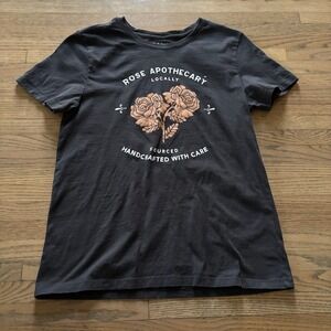 Schitts Creek Rose Apothecary Graphic T-Shirt Black Large Handcrafted With Care